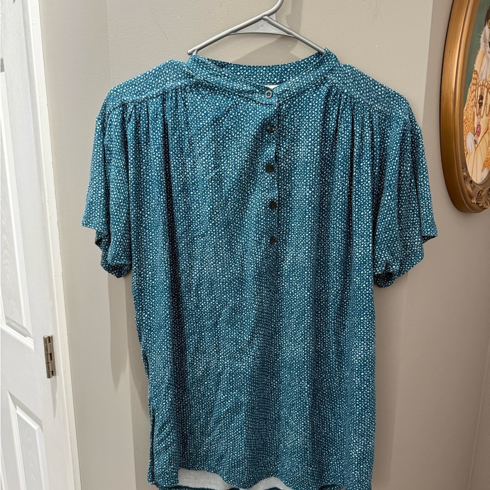 Anthropologie Maeve Teal Button-Up Women's Top-XS